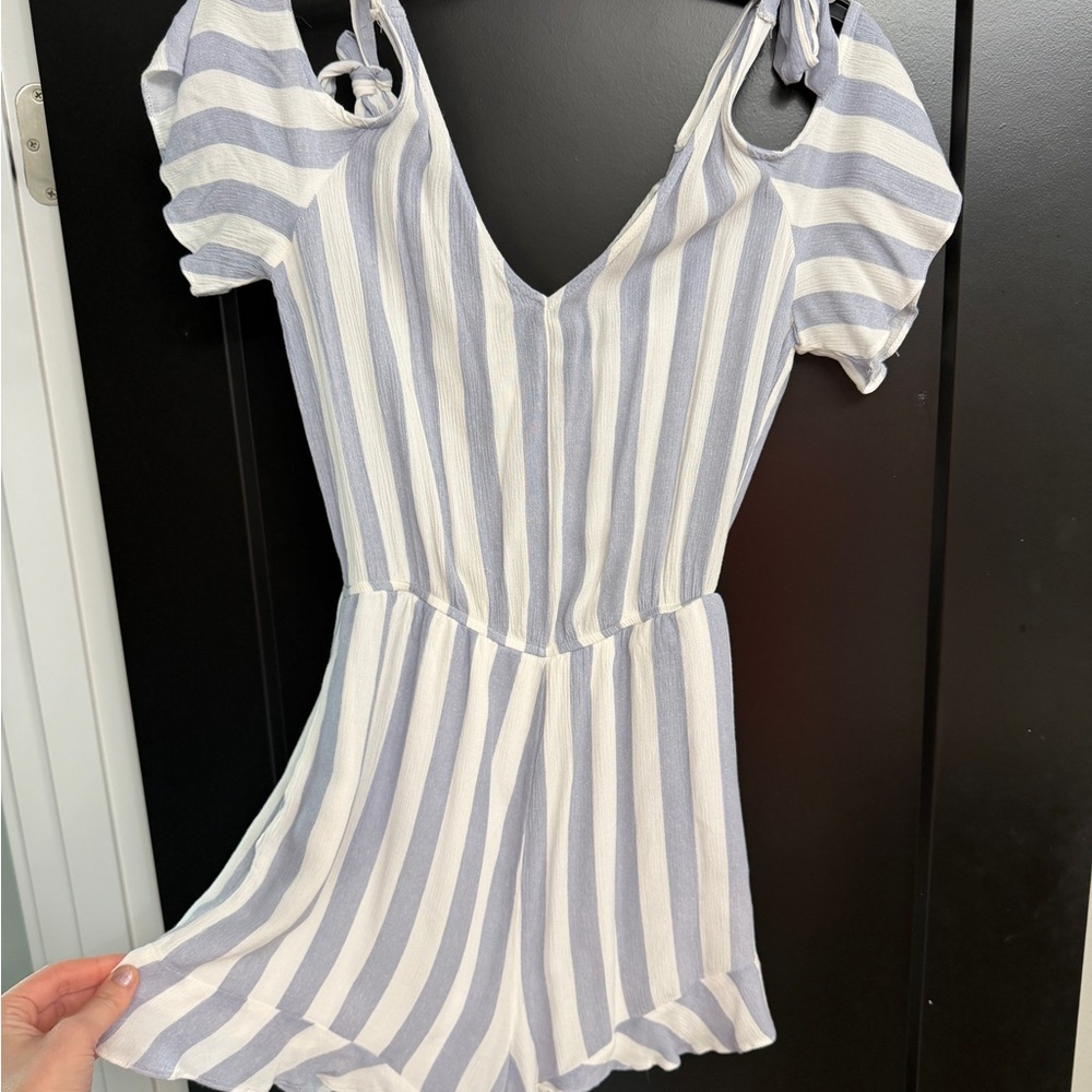 Striped Blue and White Womens Romper